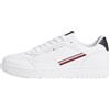 Tommy Hilfiger Uomini TH Basket Corporate Stripes FM0FM06091 Low Top, Bianco (Bianco/Nero), 40