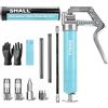 SHALL Mini pistola per grasso, kit piccola pistola per grasso (capacità 3,52 OZ, 3000 PSI) ugello affilato, adattatore di estensione, guanto in PVC rinforzato e detergente per raccordi Zerk