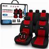 BOOST Coprisedili Auto Universali Completi, Set per Sedili Anteriori e Posteriori, Poliestere Resistente e Lavabile, Protezione Interni Auto, Compatibilità Universale (Rosso (11 PZ))