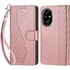 KENHONER Custodia per Honor 200 Pro Cover, Oro rosa | Portafoglio in Pelle PU Retro, Antiurto Flip, Slot per Schede, Funzione Stand, Chiusura Magnetica
