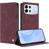 TAUYN Cover Custodia Folio in Pelle per Oppo A7 Pro Max | Design a Flip Magnetico Premium PU Pelle Antiurto Wallet Case, con Supporto & Porta Carta Protezione Completa. Rosso vino