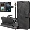Generico DayQiQiPu Custodia per Honor 600/600 Pro VKJ-NX9, VKP-NX9 (6,57 Pollici) Cover in pelle PU con Blocco RFID Guscio Magnetica per Telefono Caso Spazzola Antifurto Portafoglio Nero retrò