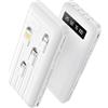 Hicyzoe Power Bank 26800mAh Powerbank con 4 Cavi Integrati,22.5W ricarica rapida, Caricatore Portatile USB C Batteria Esterna Display LED & Staffa con 4 Uscite e 2 Ingressi, Compatibile con Samsung