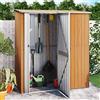 Keyroto Capanno per Attrezzi da Esterno Casetta da Giardino Casetta Porta Attrezzi da Giardino in Acciaio Zincato-Marrone-180,5x97x209,5 cm