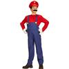 CARTOON Costume da super idraulico Mario per bambini travestimento salopette maglia cappello carnevale feste a tema (14-16 anni)