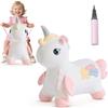 FUNLIO Cavallo a Dondolo Unicorno, Gonfiabile per Bambini 1,5-5 Anni, Rivestimento Rimovibile e Lavabile, Giocattolo Cavallo Unico, Certificato CPC & CE