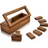 The Great Indian Bazaar Domino in legno fatto a mano di alta qualità Set mazzo con 28 tessere domino professionali in legno di acacia decorativo Scatola di immagazzinaggio Divertimento classico Numeri educativi Giochi