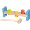goki 58319 - Panca a Martello in Legno con 3 Blocchi e Martello, Giocattolo motorio per Bambini dai 2 Anni in su