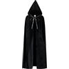 Spooktacular Creations Mantello con cappuccio lungo in velluto Capo gioco di ruolo bambini Cappuccetto Rosso Costume Cosplay nero