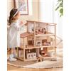 ROBUD Casa Delle Bambole in Legno in Stile Bohémien con 37 Pezzi Di Mobili Realistici e Accessori per Bambole - Giocattolo per Il Gioco Di Ruolo, Regalo per Bambini Bambine dai 3 Anni +