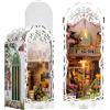 Mapille DIY Book Nook Kit, Casetta da Giardino Miniatura Fai da Te, Puzzle 3D in Legno Fermalibri con Luci LED, Decorazione per Libreria e Casa, Regalo Creativo per Adulti e Adolescenti