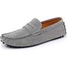 YUKTOPA Mocassini Penny da uomo in pelle scamosciata per uomo scarpe da guida casual, Grigio, 46 EU