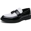 HuitJours Mocassini da uomo - Nero & Bianco | Due Colori Penny Loafer | Suola in gomma | Scarpe senza lacci | Scarpe casual con nappe, B-nero Bianco, 42 EU