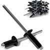 PDKKFF 150 Pezzi Rivetti Aluminio, 4X12mm Rivetti Ciechi-DIN 7337A, Nero Rivetti Pop per Leano, Plastica, Lamiere, fai Da Te