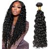 Lakaisa Water Wave Human Hair Bundles Capelli Naturali Umani Donna Human Hair Extensions Sew in Single Bundle Low Shedding Natural Black for Woman 20 Pollici