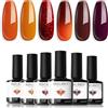 Modelones Smalto Semipermanente Unghie, Rosso, Glitter, Marrone, Termico, Cambia Colore, 6 Colori Smalti Semipermanenti per Unghie, Soak-Off UV Gel per Nail Art Smalto Gel Professionali Kit