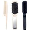 PYRUVAE 3 Pezzi Spazzole per Capelli Pieghevoli con Specchio Estraibile, Include Spazzola con Setole di Cinghiale, Spazzola a Cuscinetto e Pettine a Coda, Portatile da Viaggio per Uomo Donna