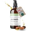 wesentlich. Olio di jojoba biologico spremuto a freddo, 100% puro e naturale, cura e pulizia per viso, pelle e capelli, flacone di vetro ambrato da 100 ml