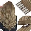 YoungSee Extension con nastro adesivo in capelli veri, castano chiaro, biondo platino, senza cuciture, 35 cm, da donna, 50 g, 8/60/8