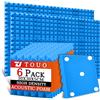 TOUO Confezione da 6 pannelli in schiuma acustica, 30 x 30 x 5 cm, pannelli fonoassorbenti piramidali, per pareti, ad alta densità, resistenti al fuoco, insonorizzanti, per pareti e soffitti di studio