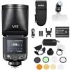 Godox V1 Mid N TTL Flash fotocamera per Nikon, V1Mid-N 55Ws testa rotonda Flash con AK-R1 kit di accessori magnetici, 1/8000s HSS, tempo di riciclo 1.7s, touchscreen, sistema wireless 2.4G per Z9 Z8