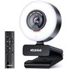 NexiGo N960E Plus Webcam 4K con Ring Light e Telecomando RF, Autofocus ToF, OSD, 1080p 60 fps, Zoom Digitale 4X, Microfoni, Copriobiettivo Privacy, Webcam USB per Streaming, Videochiamate e Riunioni