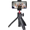 HEMOTON Selfie Stick Tripod per Fotocamera e Telefono, Supporto Treppiede Telescopico in Lega di Alluminio e Pc, Vite 1/4, Nero, per Live Streaming e Riprese Outdoor