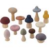 tickit SiliSoft Woodland Mushroom Set - 12 Soft Silicone & Wooden Mushroom for Sensory Play, Motor Skills & Immaginative Small-World Adventures, Earth