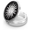 Hion Portapillole 3 Scomparti Portatile da Tasca o Portapillole Decorativo in Metallo Medicina Vitamina Organizer (Sun and Moon01)
