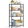 KINGRACK Scaffale in metallo a 4 ripiani con ripiani a griglia e ganci laterali, scaffale da cucina, bagno, soggiorno, ufficio, scaffale in acciaio nero con 3 altezze fisse, 84 x 32 x 144,7 cm