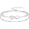 Flpruy Gioiello da donna in argento Sterling 925, con simbolo dell'infinito, braccialetto e cavigliera, doppia catena regolabile, regalo personalizzato per donne, mogli, fidanzate, madri, Anklet 9-11