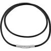 FindChic Collana uomo e donna in pelle intrecciata, collana caucciù 2/3 mm, con chiusura rotante o pulsante in acciaio inossidabile, colore nero/marrone, 41-76 cm confezione reagalo