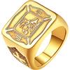U7 Anello Uomo di San Michele, Vintage Anello Croce in Acciaio Inossidabile, Taglia 07-14 Argento Oro/Nero Anello con Sigillo Grande Angelo Custode, Cristiano Fede Gioielli Regalo
