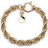 UNOAERRE Bracciale Corda Placcato Oro 24k, Stile Intrecciato, Design Classico