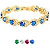 U7 Bracciale Donna Tennis Oro Zirconi Pietra Blu Zaffiro Lungh.15+5cm