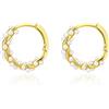 SLUYNZ Argento Pearls Curva Cerchio Orecchini per le donne Ragazze adolescenti Matrimonio Cerchio di perle Orecchini Sposa (B-Gold)