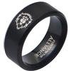 Generic The Warcraft Franchise Wow Horde Anello Fight for The Horde/Alliance Iscrizione Nero Titanio Acciaio Band, 25, Metallo
