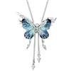 FJTNSQXSZ Collana lunga in argento con ciondolo a forma di farfalla blu, da donna, regolabile, gioiello per ragazze, 37.5 inches, Lega di acciaio, Nessuna pietra preziosa