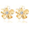Reffeer Orecchini a perno in argento Sterling 925 massiccio, a forma di fiore di Plumeria, per donne e adolescenti, con zirconia cubica, Medio, Argento sterling, Zirconia cubica