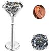 Sllaiss Orecchini Moissanite Uomo Donna in Titanio G23 Punto Luce Diamante Brillante VVS1 Certificata D Color Oro 18K Orecchino Singolo a Lobo Anallergici Senza Nichel Piercing 2 CT
