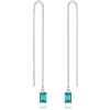 Bellitia Jewelry Orecchini Pendenti con Smeraldo Simulato Verde in Argento 925, Design a Catenella Orecchini con Filettatura Orecchini a Catena Lunga con Nappa a Goccia per Donna Ragazza