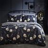 Fusion Set copripiumino per Halloween con teschi gotici, per letto singolo, 140 x 200 cm, in policotone, facile da pulire, con stampa di teschi, include 1 federa