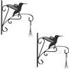 Relaxdays Set da 2 Ganci Portavasi, per Vasi e Cesti Sospesi, Lanterne, Fissaggio a Parete, HxLxP: 30x29,5x2 cm, Nero, Ferro, 30 x 29,5 x 2 cm