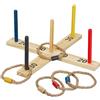 Relaxdays Gioco del Lancio degli Anelli, Wooden Ring Toss Game Bambini e Adulti, in Legno, Esterni e Interni, Colorato