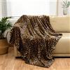 BNuitland Coperta in flanella con stampa leopardata, 127 x 101 cm, con borsa portaoggetti, 300 g/m², leggera su entrambi i lati, per letto, divano, viaggi, super morbida, coperta soffice con
