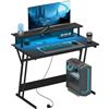 Scrivania Gaming con Luci LED e Supporto per Monitor 100x60x88.5 cm Nero