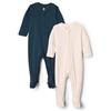 Amazon Essentials x Sofia Grainge Pigiama Intero in Cotone con Calze Unisex - Bambini e ragazzi, confezione da 2, Avorio/Blu Marino, 0-3 mesi