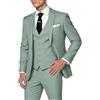 HUUTOE Completo da Uomo in 3 Pezzi, Slim Fit, Abiti da Ballo per Uomo, Abito da Sposa, Giacca Estiva, Giacca, Gilet, Pantaloni, Set Smoking, Verde Salvia., XS