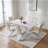 JIEXI Set di 6 tavoli da pranzo espandibili, bianco lucido, tavolo da cucina con 6 sedie in poliuretano bianco, moderno piedistallo per cucina, sala da pranzo