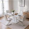 JIEXI Set di 4 tavoli da pranzo espandibili, bianco lucido, tavolo da cucina con 4 sedie in poliuretano bianco, moderno piedistallo per cucina, sala da pranzo